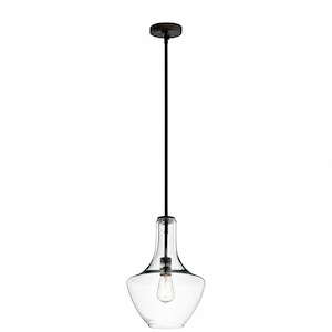 Everly - 1-Light Medium Pendant with Transitional Style 15.25 Inches Tall by 10.5 Inches Wide