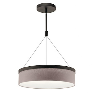 Mercel - Pendant 3 Light White Linen Fabric - with Transitional inspirations - 18.5 inches tall by 18.5 inches wide - 819669