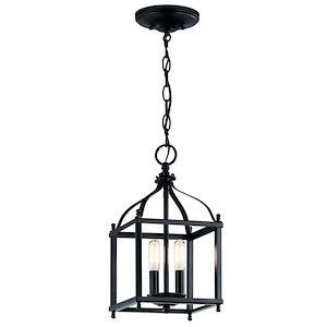 Larkin - 2 light Cage Foyer - with Traditional inspirations - 14.75 inches tall by 8 inches wide - 391746