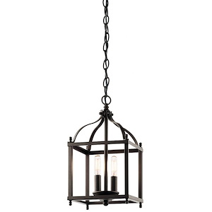 Larkin - 2 light Cage Foyer - with Traditional inspirations - 14.75 inches tall by 8 inches wide