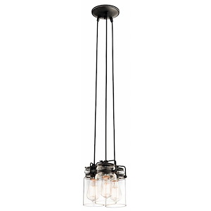 Brinley - 3 light Pendant - with Vintage Industrial inspirations - 7.75 inches tall by 8.5 inches wide