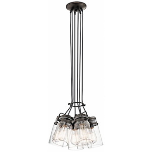 Brinley - 6 light Medium Chandelier - with Vintage Industrial inspirations - 7.75 inches tall by 11.75 inches wide - 409698