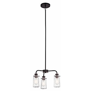 Braelyn - 3 Light Semi-Flush Mount - with Vintage Industrial inspirations - 11.25 inches tall by 17.75 inches wide