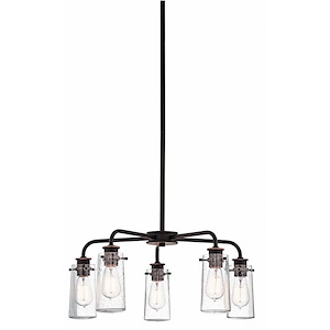 Braelyn - 5 Light Medium Chandelier - with Vintage Industrial inspirations - 11.25 inches tall by 25 inches wide