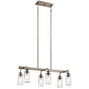 Braelyn - 6 Light Linear Chandelier - with Vintage Industrial inspirations - 11.5 inches tall by 15 inches wide
