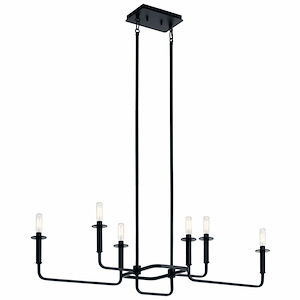 Alden - 6 Light Linear Chandelier - With Mid-Century/Retro Inspirations - 17.5 Inches Tall By 11 Inches Wide