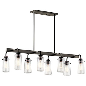 Braelyn - 8 Light Linear Chandelier - with Vintage Industrial inspirations - 11.5 inches tall by 15 inches wide