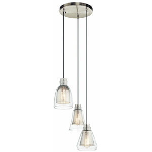 Evie - 3 Light Pendant - With Transitional Inspirations - 9.5 Inches Tall By 14.25 Inches Wide