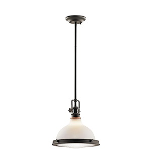 Hatteras Bay - 1 light Pendant - with Vintage Industrial inspirations - 12 inches tall by 11.5 inches wide