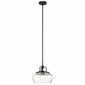 Davenport - 1 light Convertible Pendant - with Transitional inspirations - 10.5 inches tall by 12 inches wide