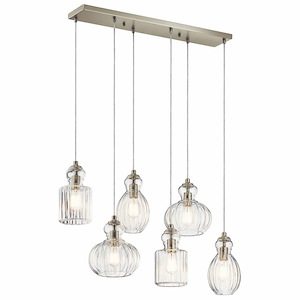 Riviera - 6 light Double Linear Pendant - 12.25 inches wide