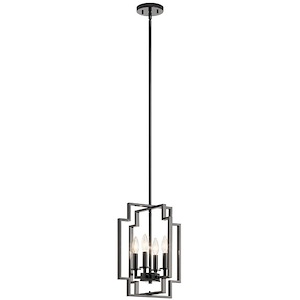 Downtown Deco - 4 Light Foyer Pendant - with Transitional inspirations - 17 inches tall by 12 inches wide