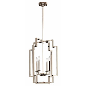 Downtown Deco - 4 Light Large Foyer Pendant - with Transitional inspirations - 25 inches tall by 18 inches wide - 1018190