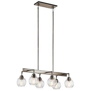 Niles - 6 light Linear Chandelier - with Vintage Industrial inspirations - 10 inches tall by 17 inches wide