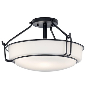 Alkire - 3 Light Semi-Flush Mount In Transitional Style-9.25 Inches Tall and 16.5 Inches Wide