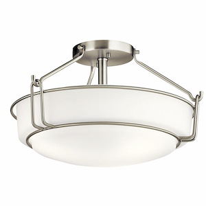 Alkire - 3 light Semi-Flush Mount - with Transitional inspirations - 9.25 inches tall by 16.5 inches wide