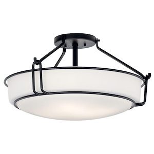 Alkire - 4 Light Semi-Flush Mount In Transitional Style-11 Inches Tall and 22 Inches Wide