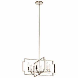 Downtown Deco - 6 Light Convertible Chandelier - with Transitional inspirations - 10.75 inches tall by 21.5 inches wide