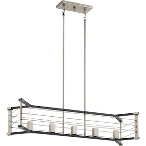 Lente - 5 Light Linear Chandelier In Vintage Industrial Style-13.5 Inches Tall and 12 Inches Wide - 1216576