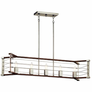 Lente - 5 Light Linear Chandelier - With Vintage Industrial Inspirations - 13.5 Inches Tall By 12 Inches Wide - 819808