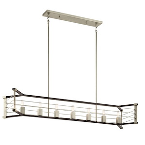 Lente - 7 Light Linear Chandelier - with Vintage Industrial inspirations - 13.5 inches tall by 13 inches wide