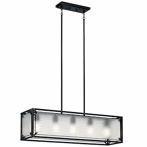 Steel - 5 Light Linear Chandelier - 10.75 Inches Tall By 10.5 Inches Wide
