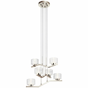 Lasus - 34W 6 Led Small Chandelier - With Contemporary Inspirations - 13.5 Inches Tall By 23 Inches Wide