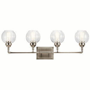 Niles - 4 Light Transitional Bath Vanity Approved for Damp Locations - with Vintage Industrial inspirations - 10.75 inches tall by 33.25 inches wide - 551631
