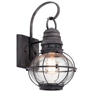 Bridge Point - 1 Light Medium Outdoor Wall Mount - With Coastal Inspirations - 16 Inches Tall By 9 Inches Wide