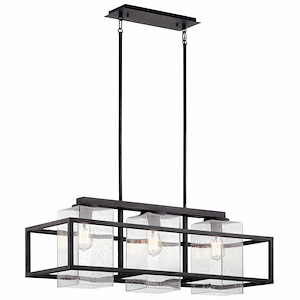 Wright - 3 Light Outdoor Linear Chandelier - 13.25 Inches Tall By 12 Inches Wide