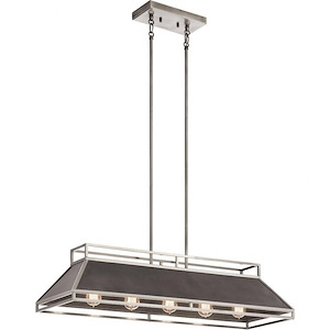 Grendel - 5 Light Linear Chandelier - With Vintage Industrial Inspirations - 13.75 Inches Tall By 12.25 Inches Wide