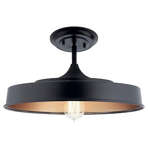Elias - 1 light Semi-Flush Mount - with Mid-Century/Retro inspirations - 5.75 inches tall by 16 inches wide