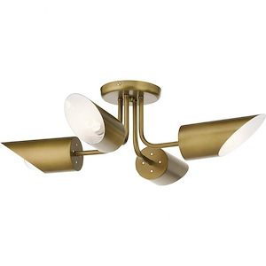 Trentino - 4 Light Semi-Flush Mount In Mid-Century Modern Style-8 Inches Tall and 28 Inches Wide