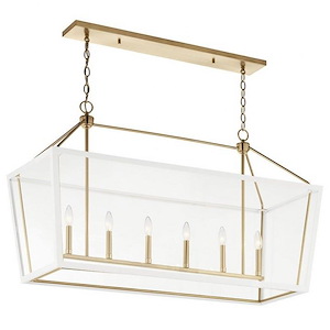 Delvin - 6 Light Linear Chandelier In Traditional Style-26 Inches Tall and 16 Inches Wide - 1328497