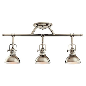 3 light Fixed Rail - with Vintage Industrial inspirations - 11.25 inches tall by 5.5 inches wide