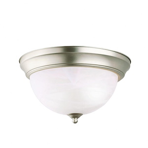 2 light Flush Mount - with Utilitarian inspirations - 5 inches tall by 11.25 inches wide