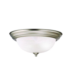 2 light Flush Mount - with Utilitarian inspirations - 5.25 inches tall by 13.25 inches wide
