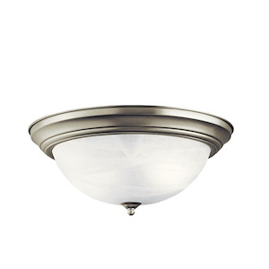 3 light Flush Mount - with Utilitarian inspirations - 6 inches tall by 15.25 inches wide