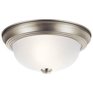 2 light Flush Mount - with Utilitarian inspirations - 4.75 inches tall by 11.25 inches wide