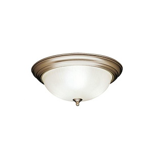 3 light Flush Mount - with Utilitarian inspirations - 6 inches tall by 15.25 inches wide