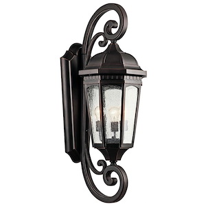 Courtyard - 3 light Outdoor X-Large Wall Mount - with Traditional inspirations - 40.25 inches tall by 13.5 inches wide
