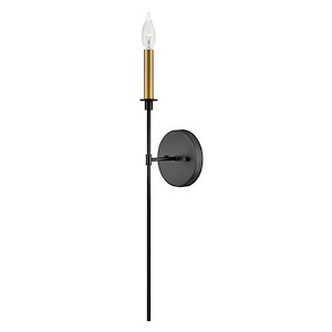 Hux - 1 Light Tall Wall Sconce In Transitional and Classic Style-24 Inches Tall and 5.25 Inches Wide