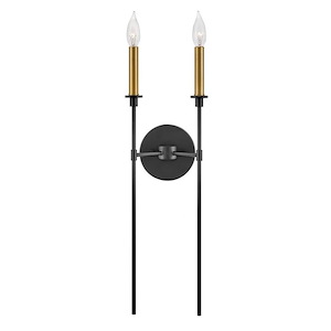 Hux - 2 Light Tall Wall Sconce In Transitional and Classic Style-24 Inches Tall and 7.5 Inches Wide - 1254694