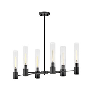 Shea - 48W 6 LED Small Linear Chandelier In Modern Style-13.5 Inches Tall and 34 Inches Wide
