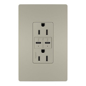 Radiant - 15A Tamper-Resistant Ultra-Fast PLUS Power Delivery USB Type-C/COutlet - 1089957