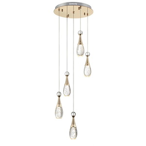 Glain-25W 5 LED Pendant-16 Inches Wide by 69 Inches High