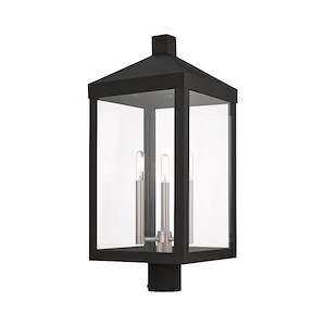 Nyack - 3 Light Outdoor Post Top Lantern in Mid Century Modern Style - 10.5 Inches wide by 24 Inches high