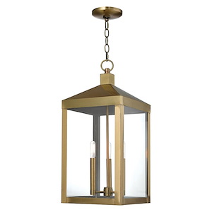 Nyack - 3 Light Outdoor Pendant Lantern in Mid Century Modern Style - 10.5 Inches wide by 24 Inches high