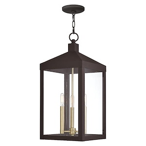 Nyack - 3 Light Outdoor Pendant Lantern in Mid Century Modern Style - 10.5 Inches wide by 24 Inches high