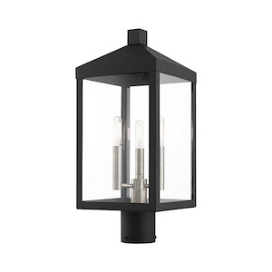Nyack - 3 Light Outdoor Post Top Lantern in Mid Century Modern Style - 8.25 Inches wide by 19.5 Inches high